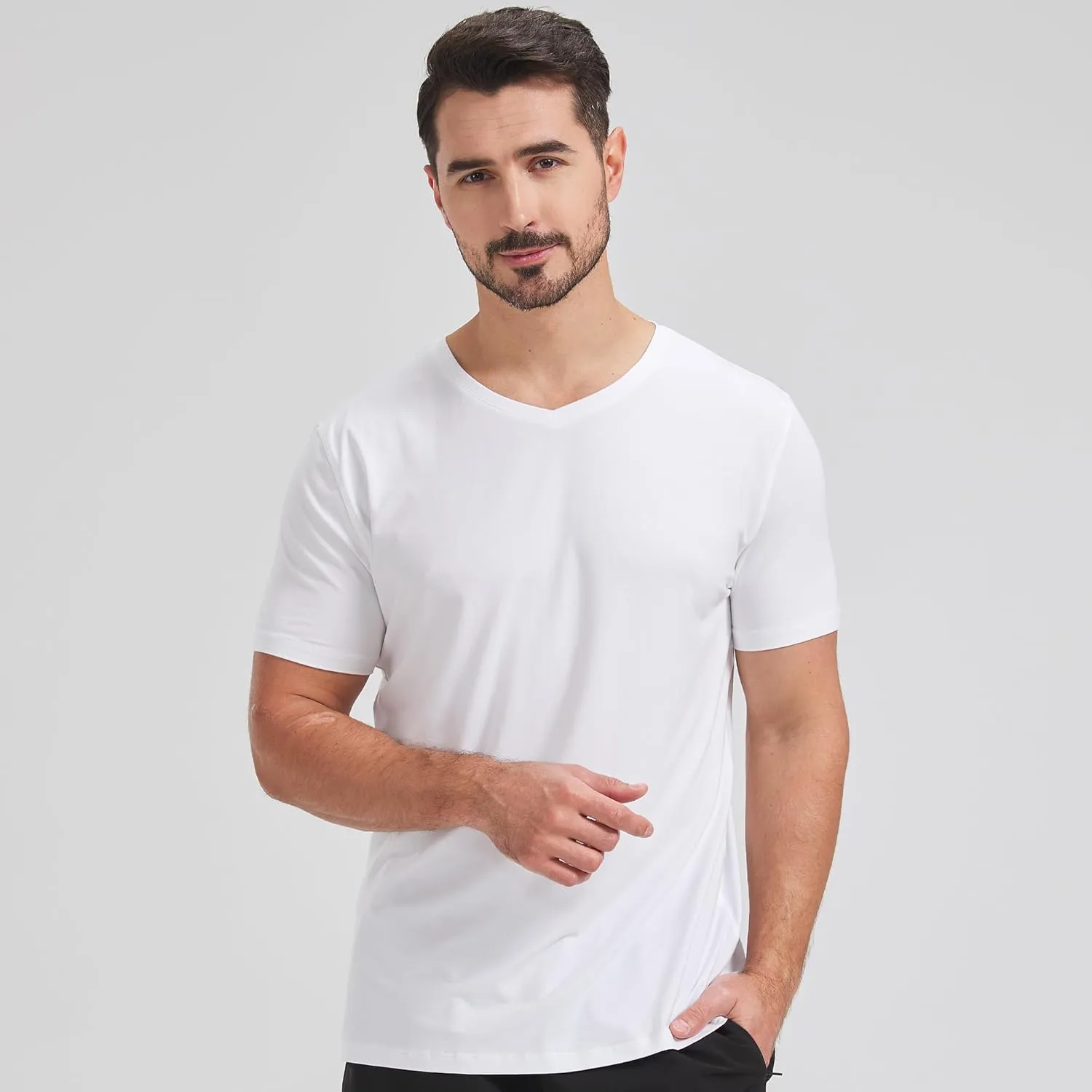 netdraw Men's Ultra Soft V-Neck Bamboo Viscose T-Shirt Comfy Lightweight Casual Basic Undershirts Pajama Tops