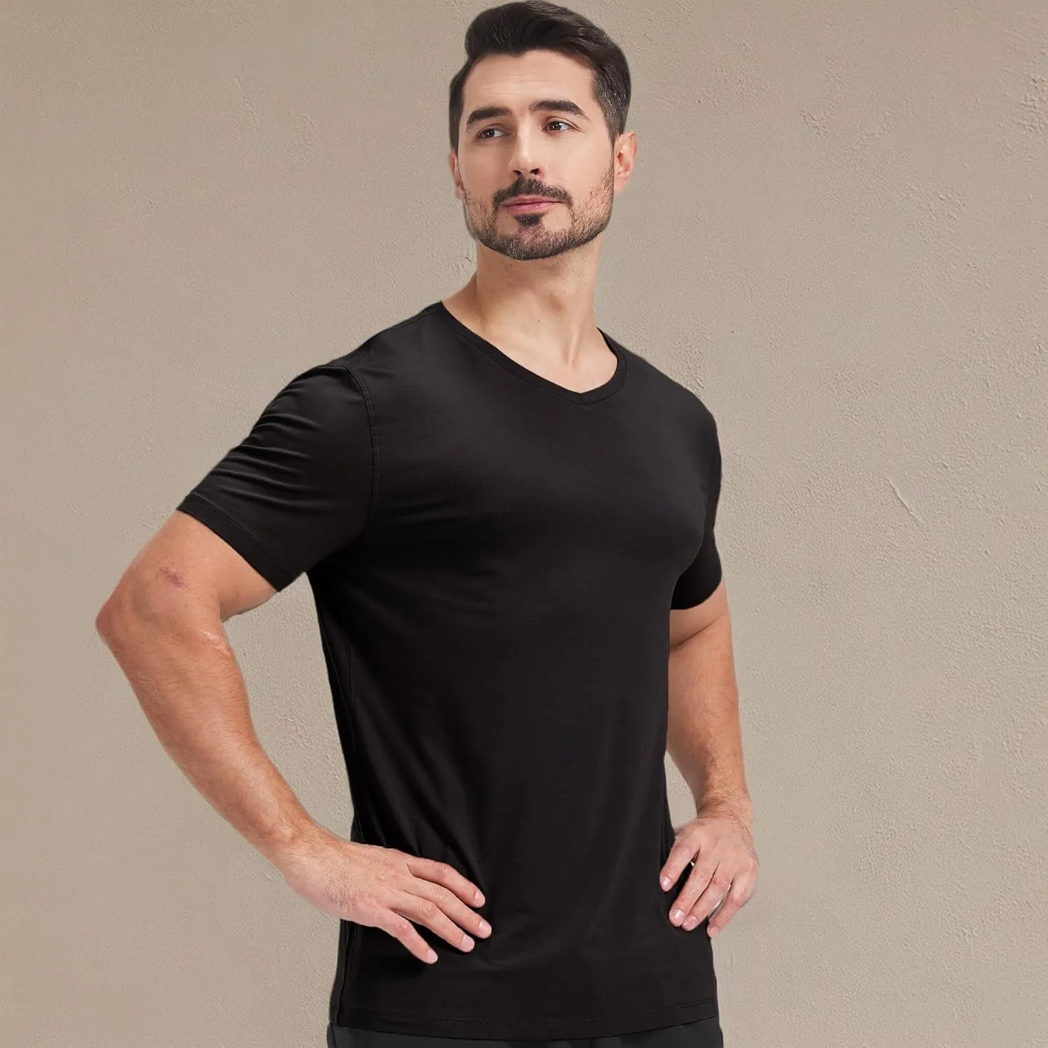 netdraw Men's Ultra Soft V-Neck Bamboo Viscose T-Shirt Comfy Lightweight Casual Basic Undershirts Pajama Tops