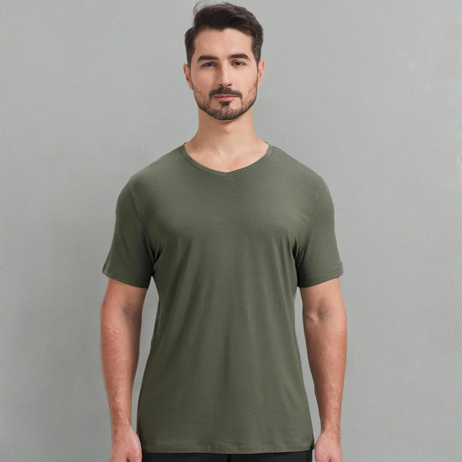 netdraw Men's Ultra Soft V-Neck Bamboo Viscose T-Shirt Comfy Lightweight Casual Basic Undershirts Pajama Tops