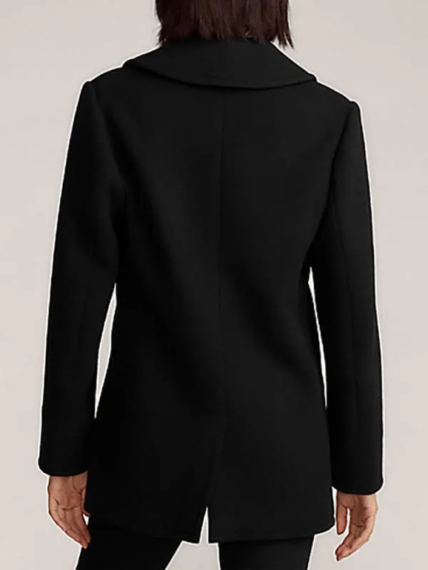 New Faux Fur Coats For Women Black Trench Coats Front Button Long Sleeves Winter Coat