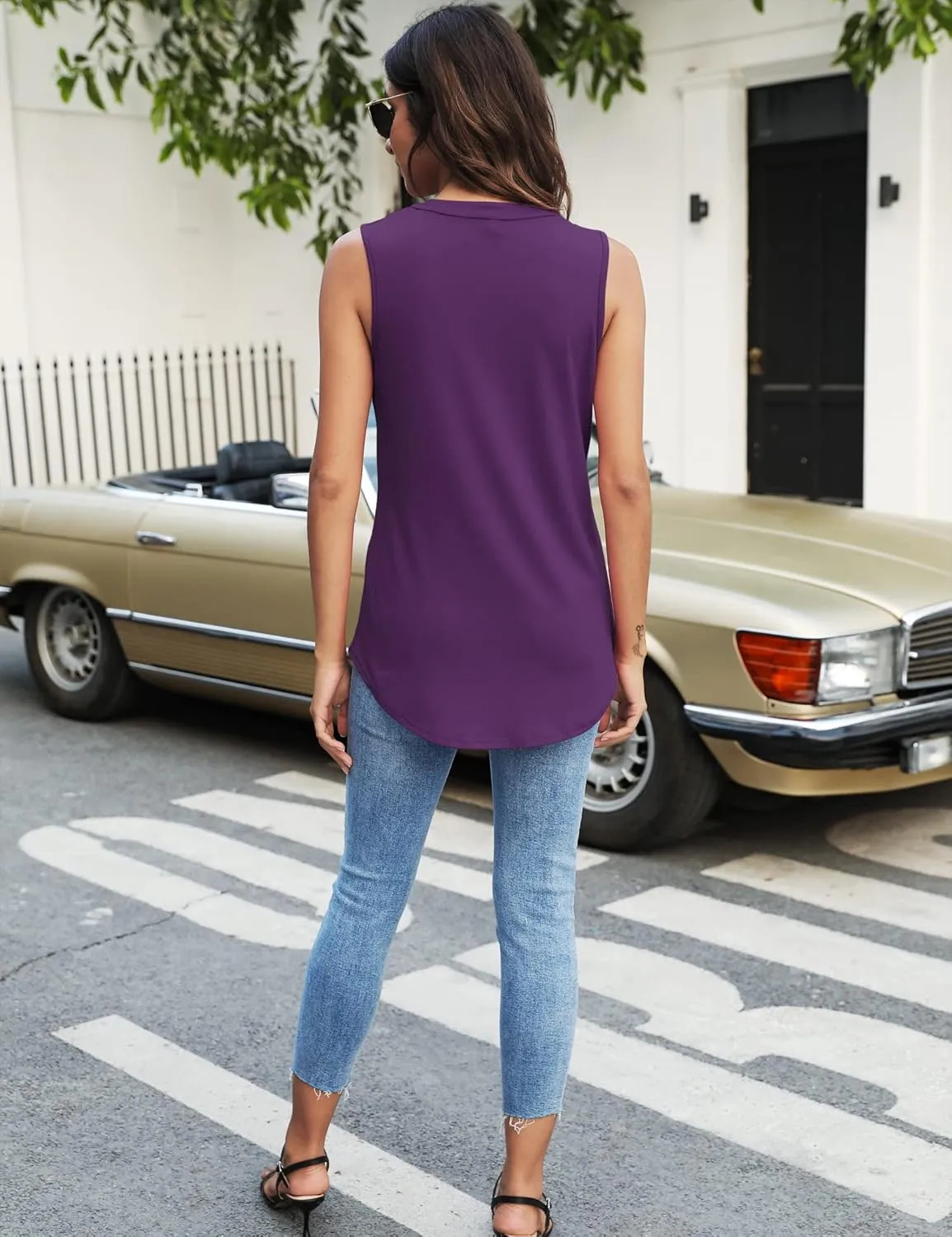 Newchoice Womens Tank Tops V Neck Sleeveless Summer Shirts Loose Dressy Casual Blouses (S-3XL)