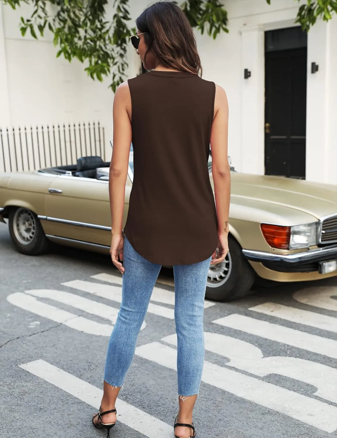 Newchoice Womens Tank Tops V Neck Sleeveless Summer Shirts Loose Dressy Casual Blouses (S-3XL)