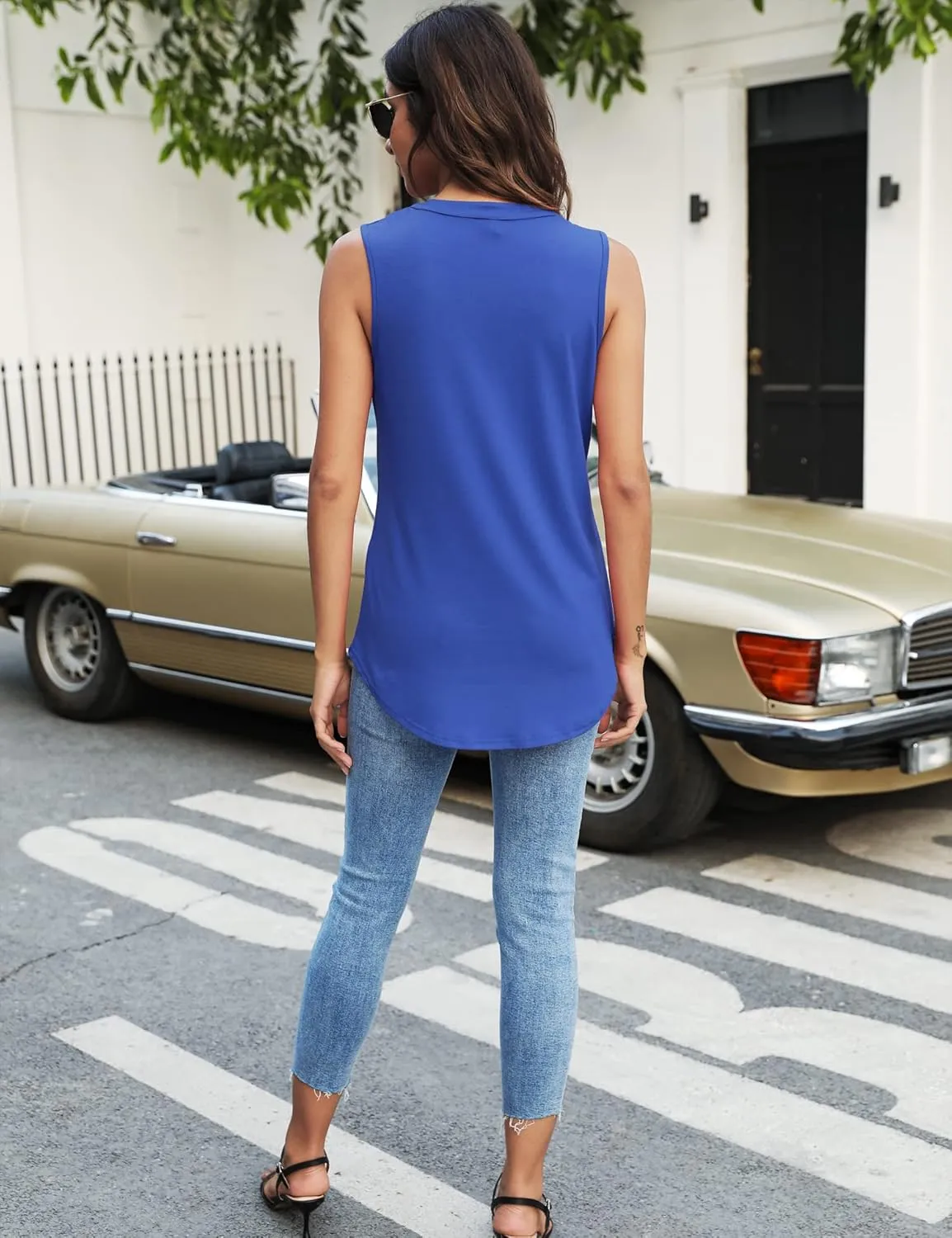 Newchoice Womens Tank Tops V Neck Sleeveless Summer Shirts Loose Dressy Casual Blouses (S-3XL)
