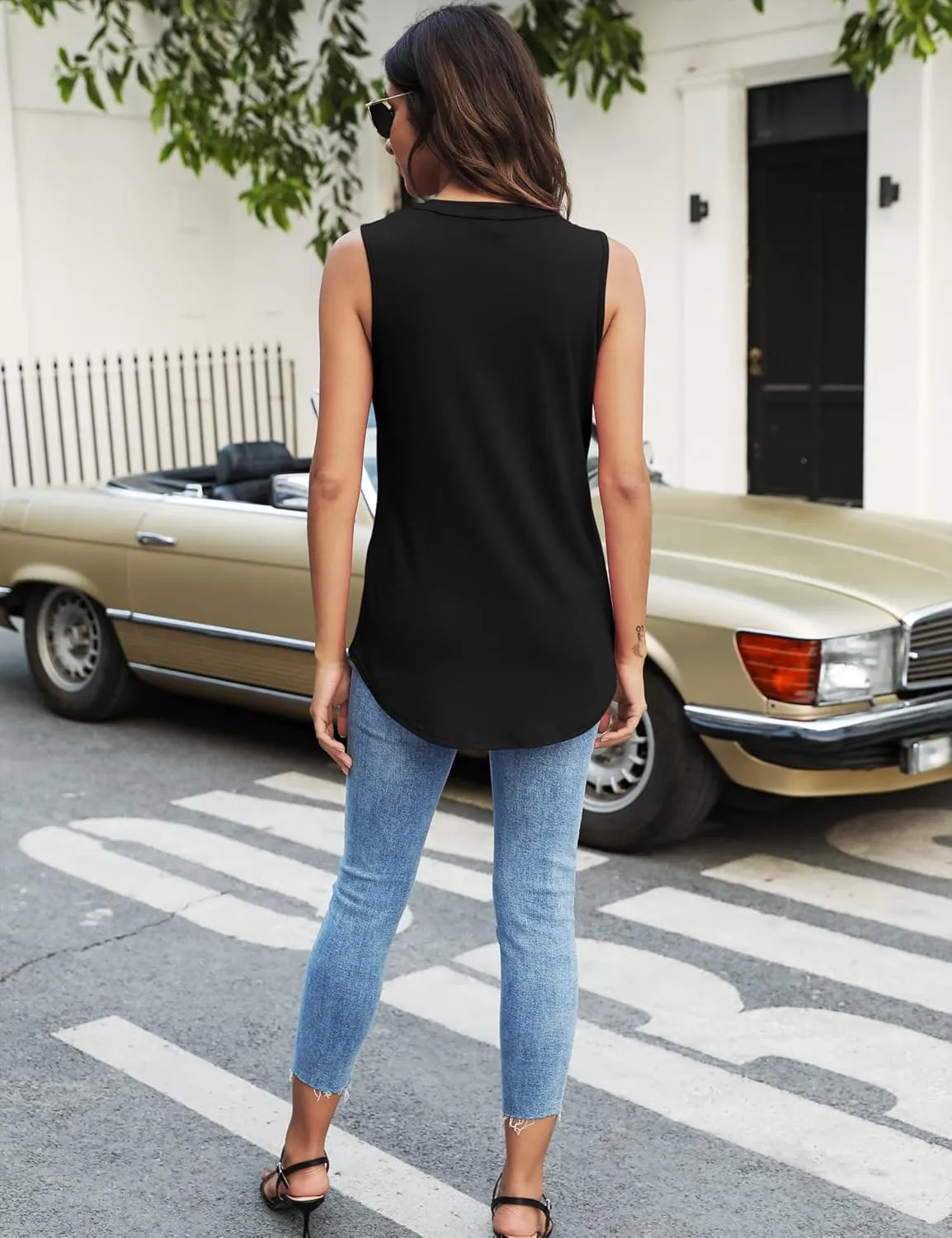 Newchoice Womens Tank Tops V Neck Sleeveless Summer Shirts Loose Dressy Casual Blouses (S-3XL)