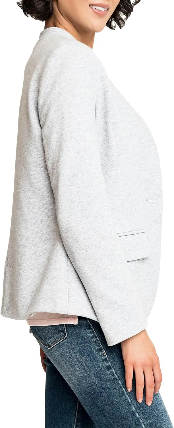 Notch Collar Blazer for Women - Dressy Casual Office Open Front Long Sleeve - Fashion Lined Knit Suit Jacket - (Sizes Vary)