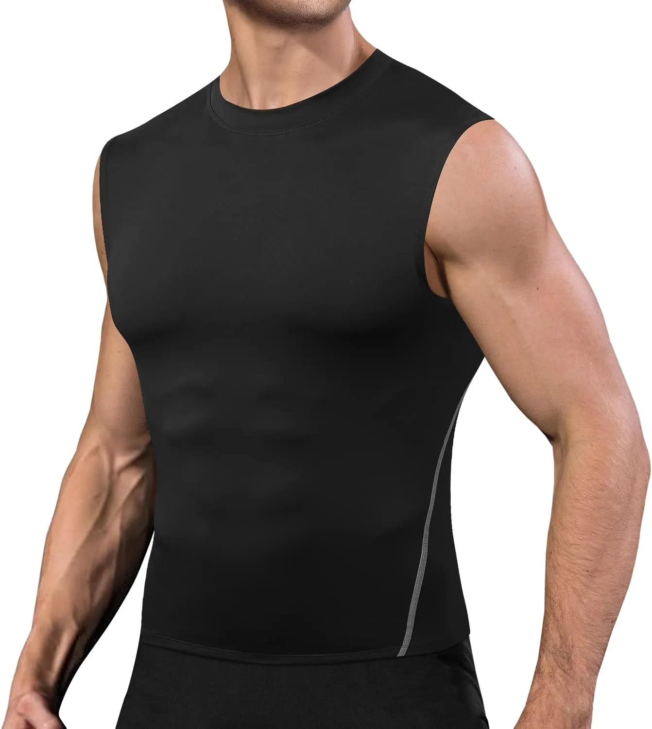 Odoland 5 Pack Men's Compression Sleeveless Shirts, Dry Fit Athletic Base Layer Tank Top, Sports Running Gym Workout Shirts