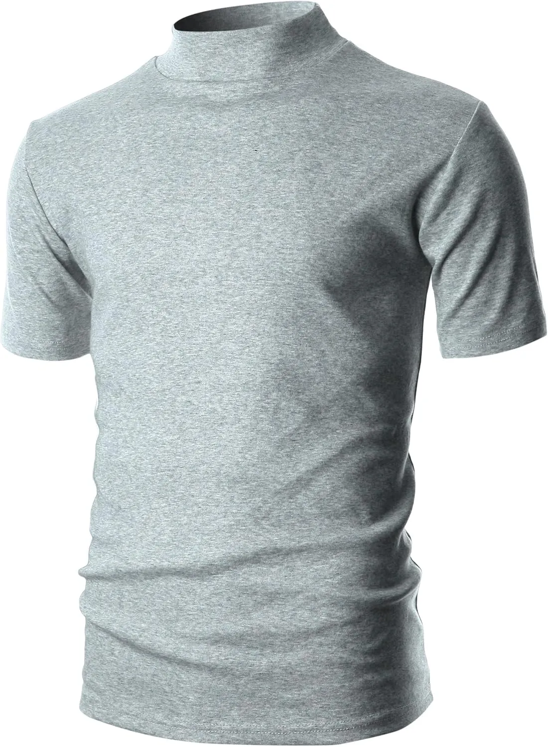 Ohoo Mens Short Sleeve Mock Turtleneck Basic Tops Lightweight Slim Fit Pullover Sweater