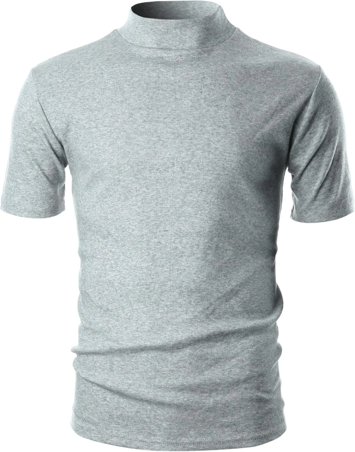 Ohoo Mens Short Sleeve Mock Turtleneck Basic Tops Lightweight Slim Fit Pullover Sweater