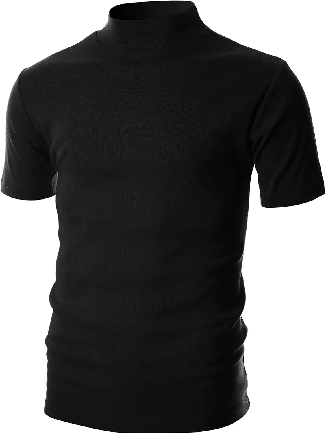 Ohoo Mens Short Sleeve Mock Turtleneck Basic Tops Lightweight Slim Fit Pullover Sweater