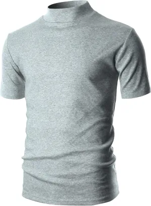 Ohoo Mens Short Sleeve Mock Turtleneck Basic Tops Lightweight Slim Fit Pullover Sweater
