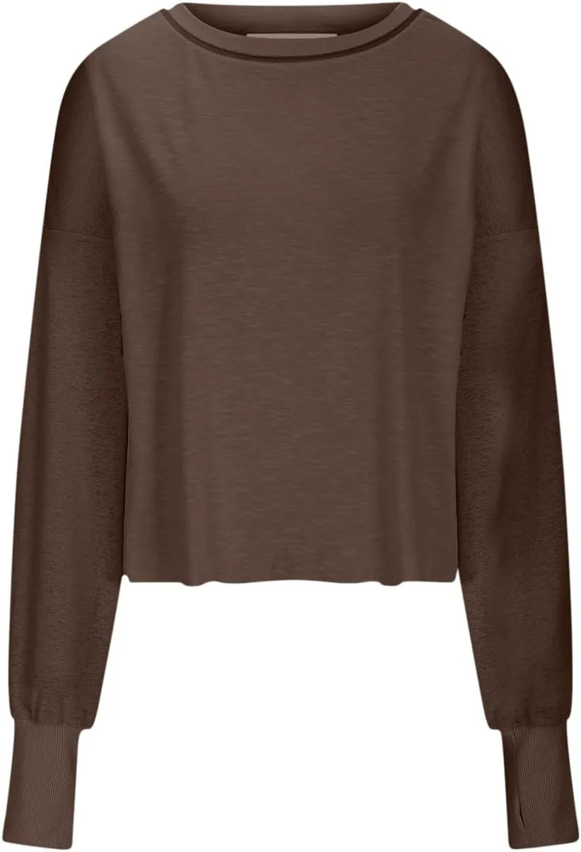 Oversized Open Back Sweatshirts for Womens Fall Long Sleeve Backless Tops Crop Workout Yoga Athletic Pullover Shirts