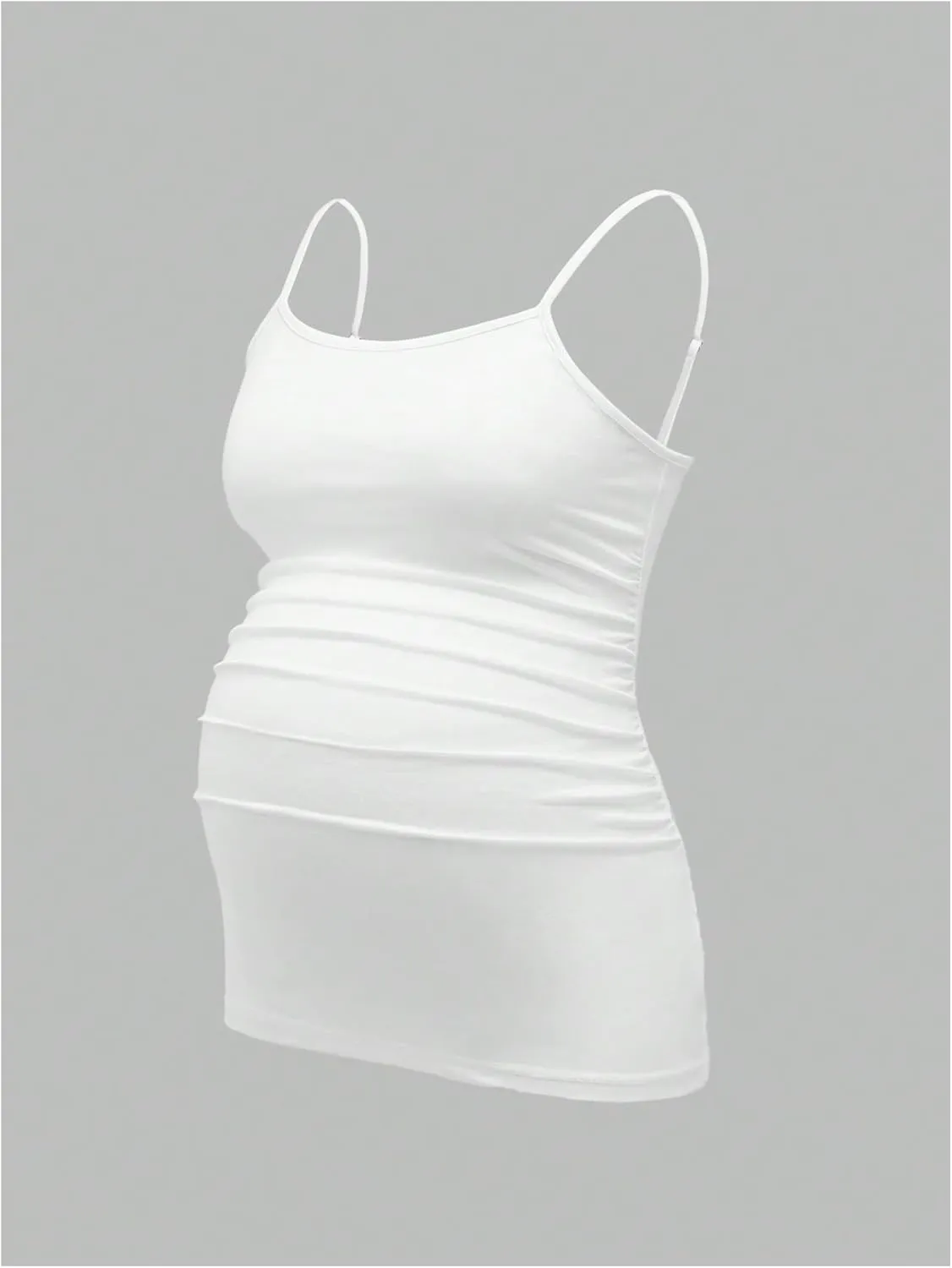 OYOANGLE Women's Maternity 3 Pack Camisole Tops Ruched Spaghetti Strap Tank Tops Pregnancy Cami Top