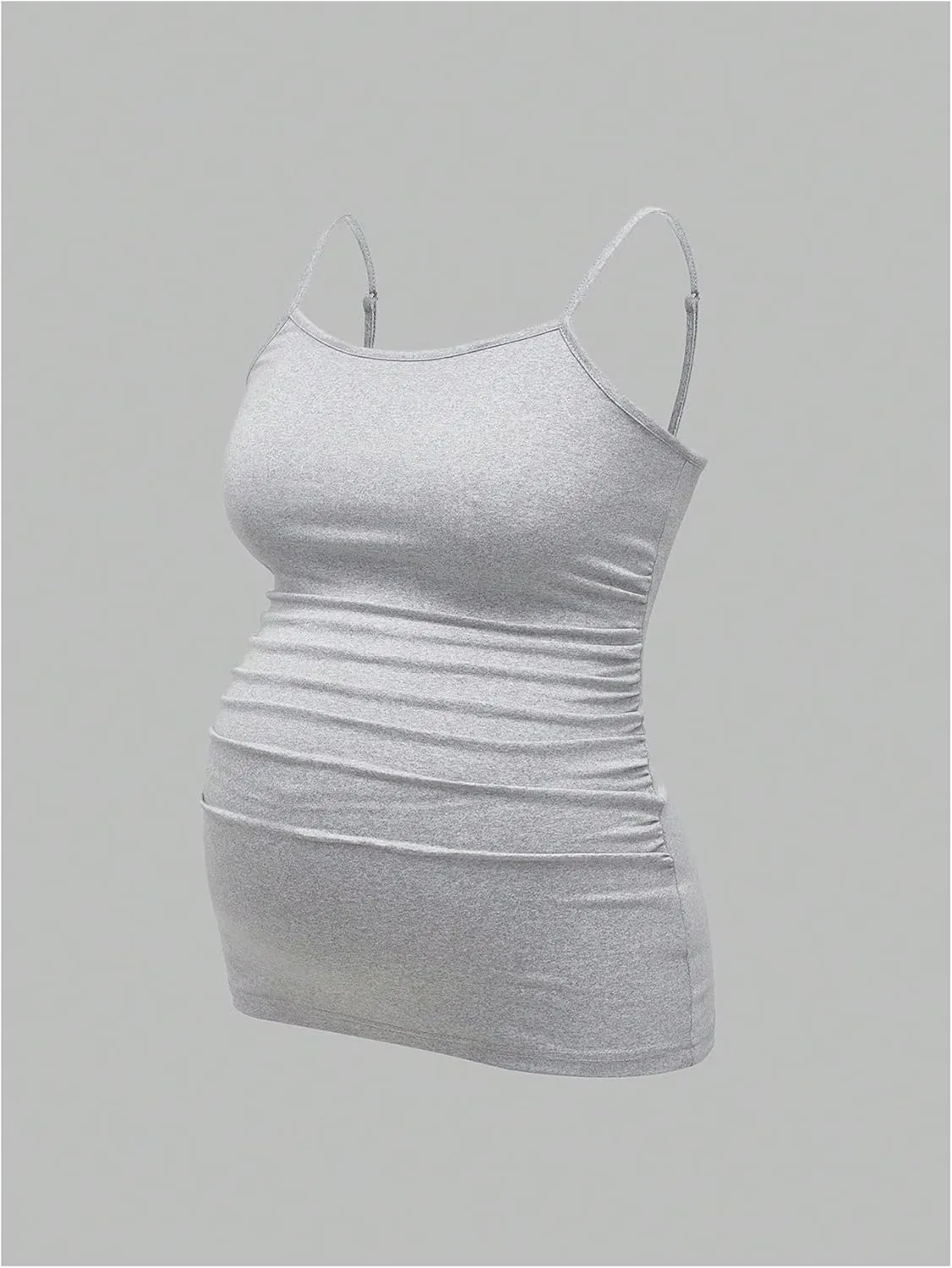 OYOANGLE Women's Maternity 3 Pack Camisole Tops Ruched Spaghetti Strap Tank Tops Pregnancy Cami Top