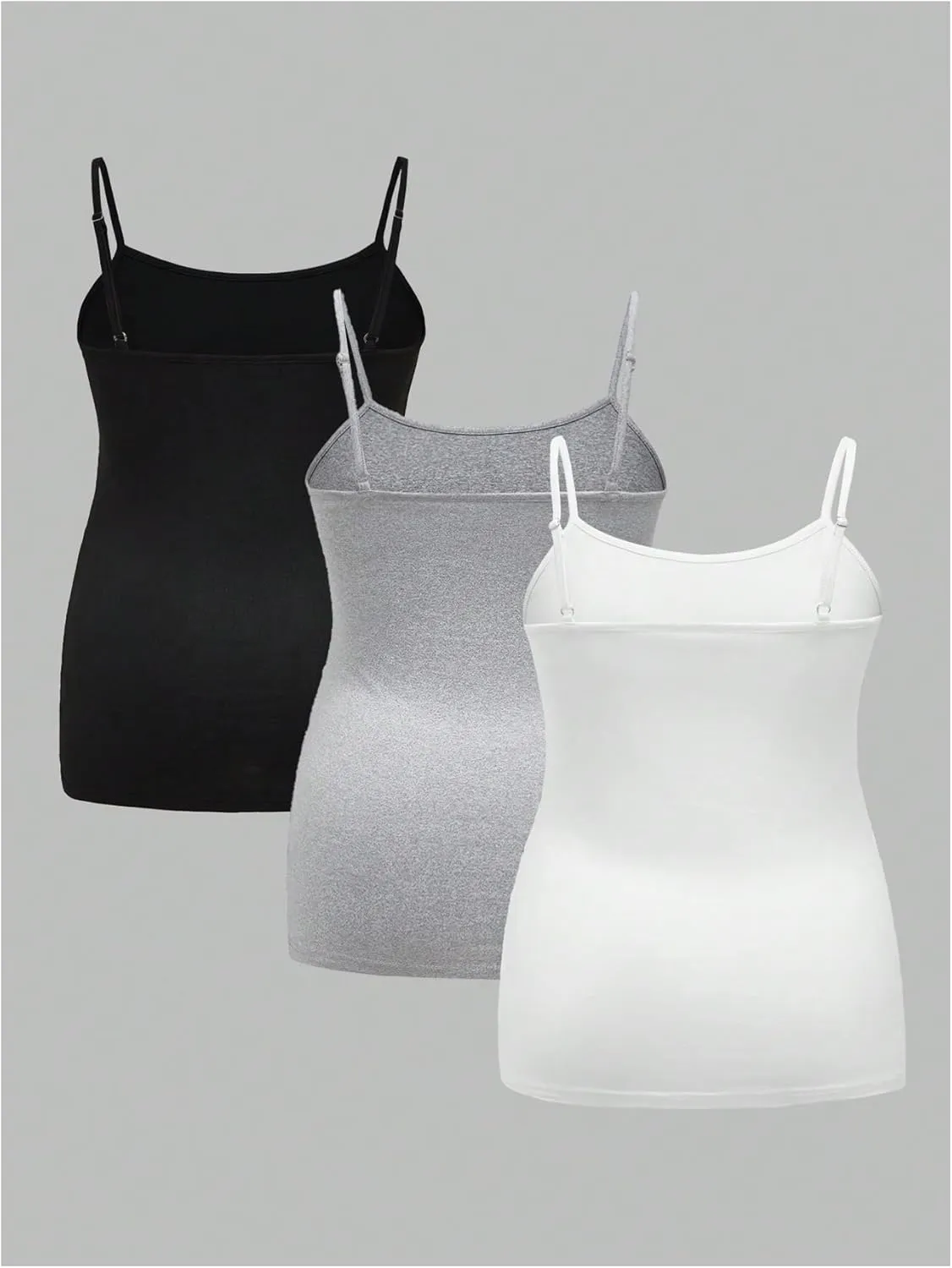 OYOANGLE Women's Maternity 3 Pack Camisole Tops Ruched Spaghetti Strap Tank Tops Pregnancy Cami Top