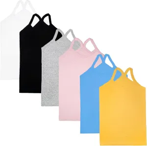 Phedrew Girls Dance Tank Tops Cotton Cami Tank Scoop Neck Undershirts 6-Pack