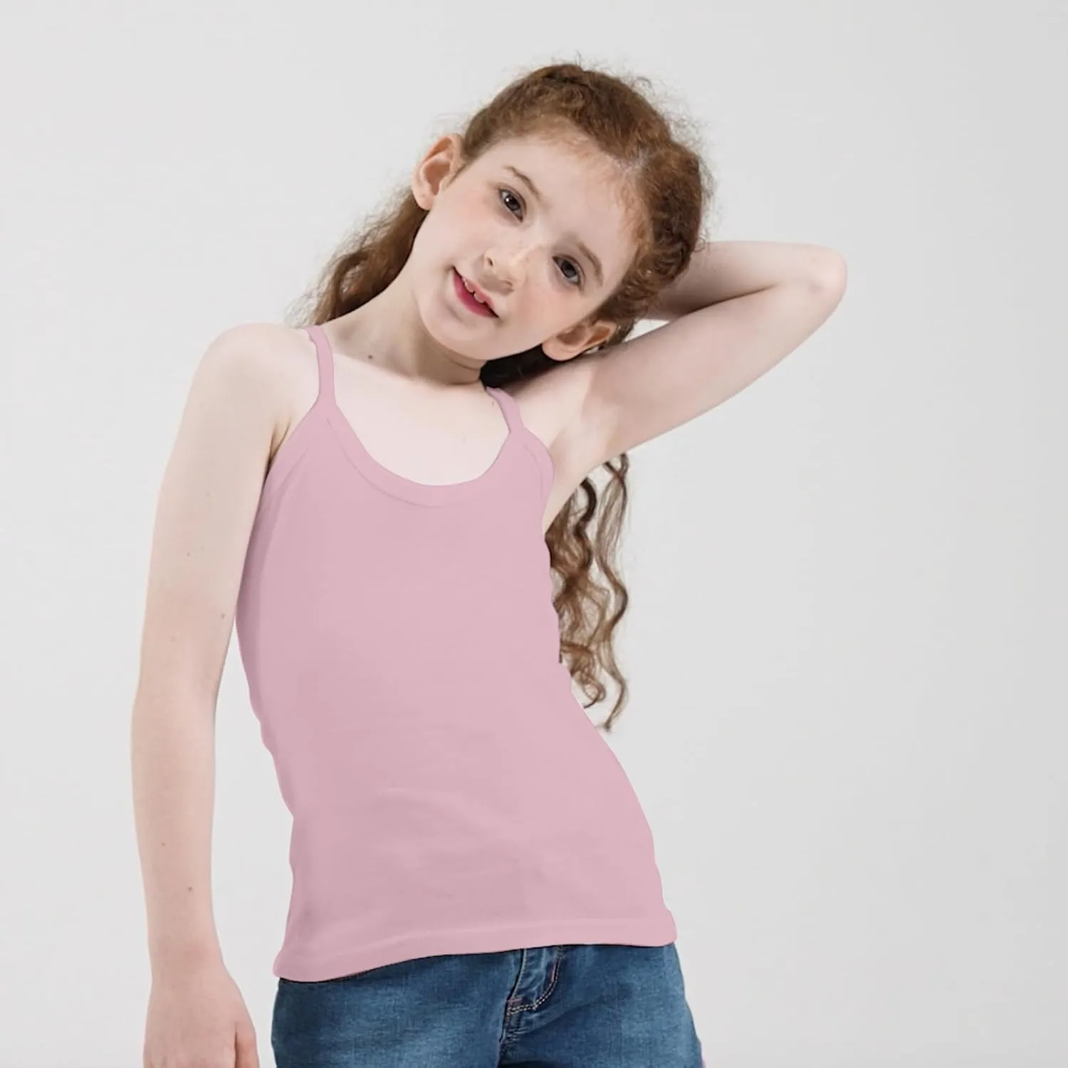 Phedrew Girls Dance Tank Tops Cotton Cami Tank Scoop Neck Undershirts 6-Pack