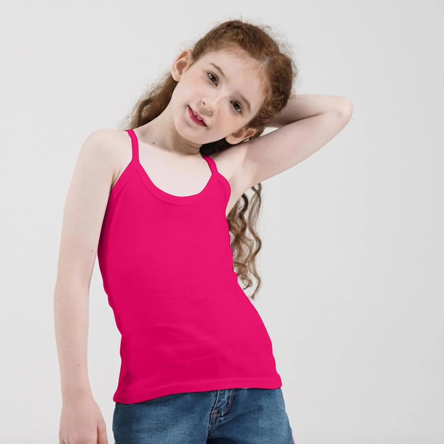Phedrew Girls Dance Tank Tops Cotton Cami Tank Scoop Neck Undershirts 6-Pack