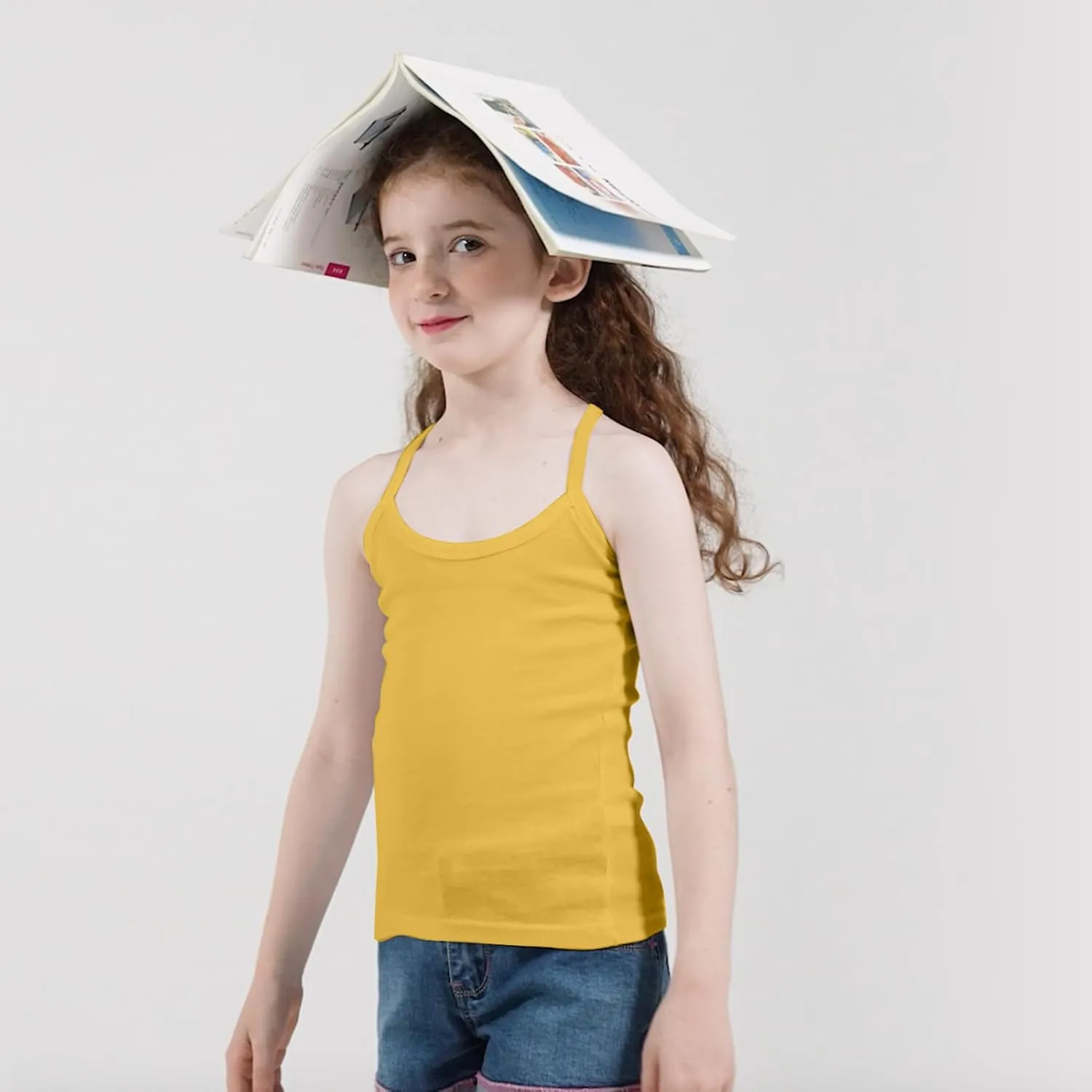 Phedrew Girls Dance Tank Tops Cotton Cami Tank Scoop Neck Undershirts 6-Pack