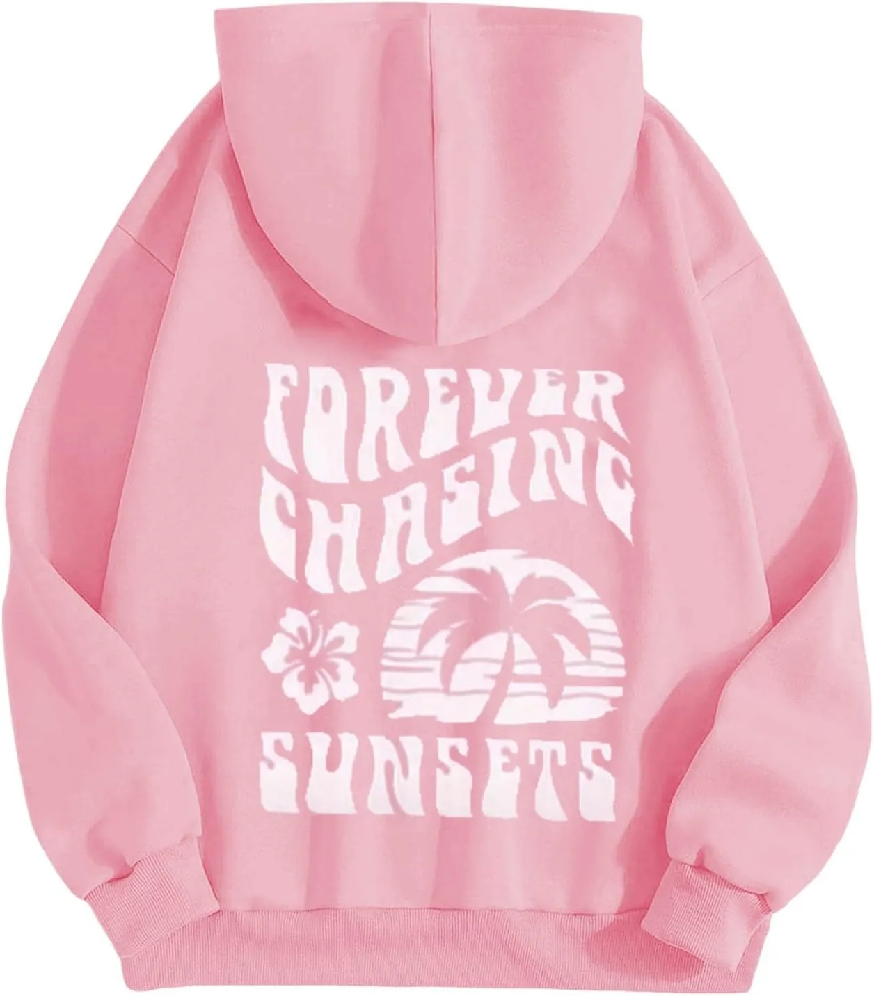Pink Hoodie Cute Teen Girl Graphic Hoodies Pullover Sweatshirts for Womens Y2K Preppy Oversized Crewneck Sweatshirt