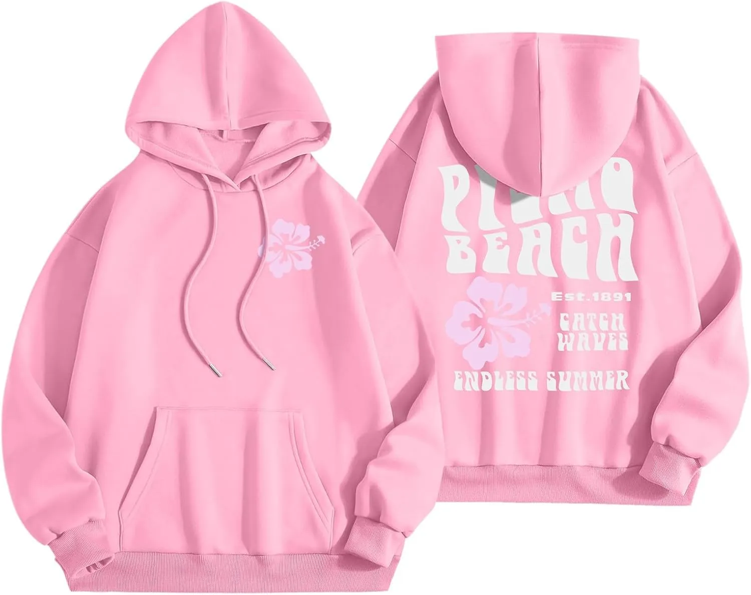 Pink pom Puff Hoodie Sweatshirts for Teen Girl Womens Pink pom Puff Hoodie Y2K Preppy Oversized Sweatshirt for Teen Girls Long Sleeve Drawstring Pullover Hoodies AZ43-Pink X-Large