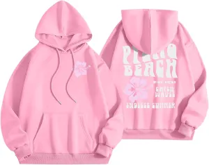 Pink pom Puff Hoodie Sweatshirts for Teen Girl Womens Pink pom Puff Hoodie Y2K Preppy Oversized Sweatshirt for Teen Girls Long Sleeve Drawstring Pullover Hoodies AZ43-Pink X-Large