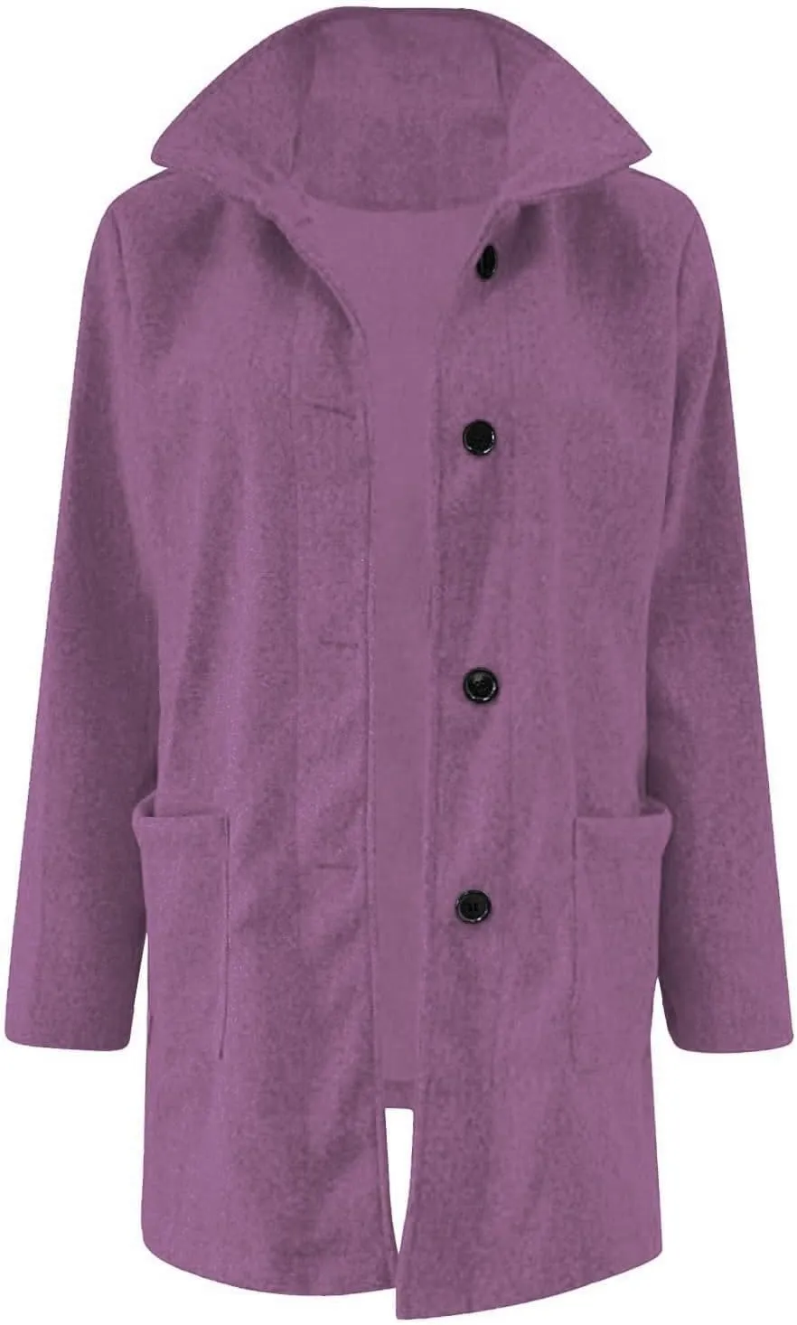 Plus Size Winter Coats for Women Single Breasted Long Trench Coat Jacket Stand Collar Soft Warm Suit Coat with Pocket