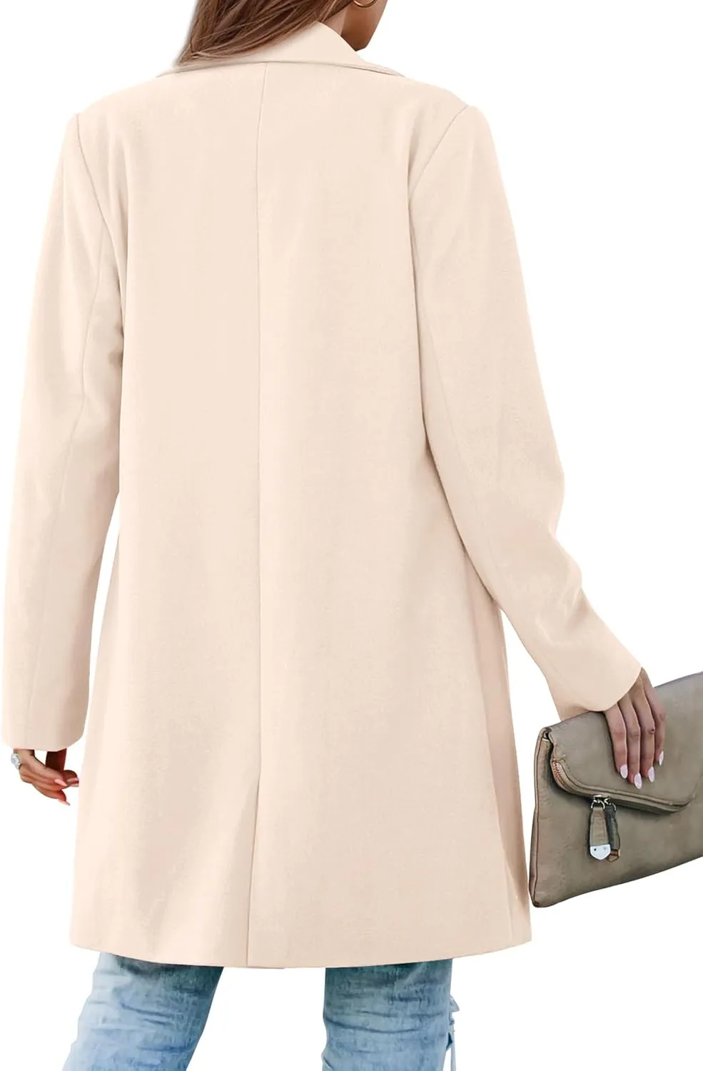 PRETTYGARDEN Women's 2025 Spring Fall Long Blazer Jackets Long Sleeve Lapel Pockets Loose Fit Work Casual Blazers Outerwear