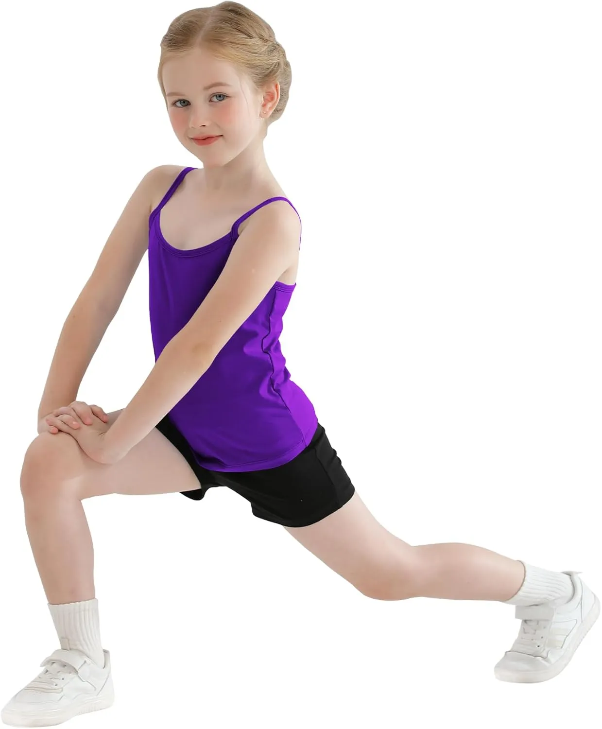 QBK 2T-12Years Girls Camisole Tank Tops Cotton Tagless Cami Sleeveless Spaghetti Undershirts for Gymnastics Dancewear