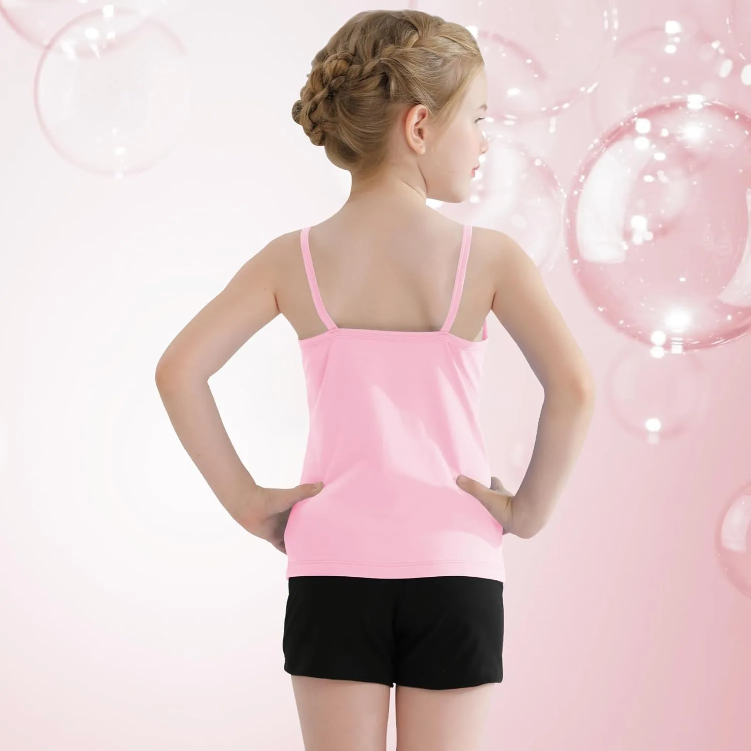 QBK 2T-12Years Girls Camisole Tank Tops Cotton Tagless Cami Sleeveless Spaghetti Undershirts for Gymnastics Dancewear