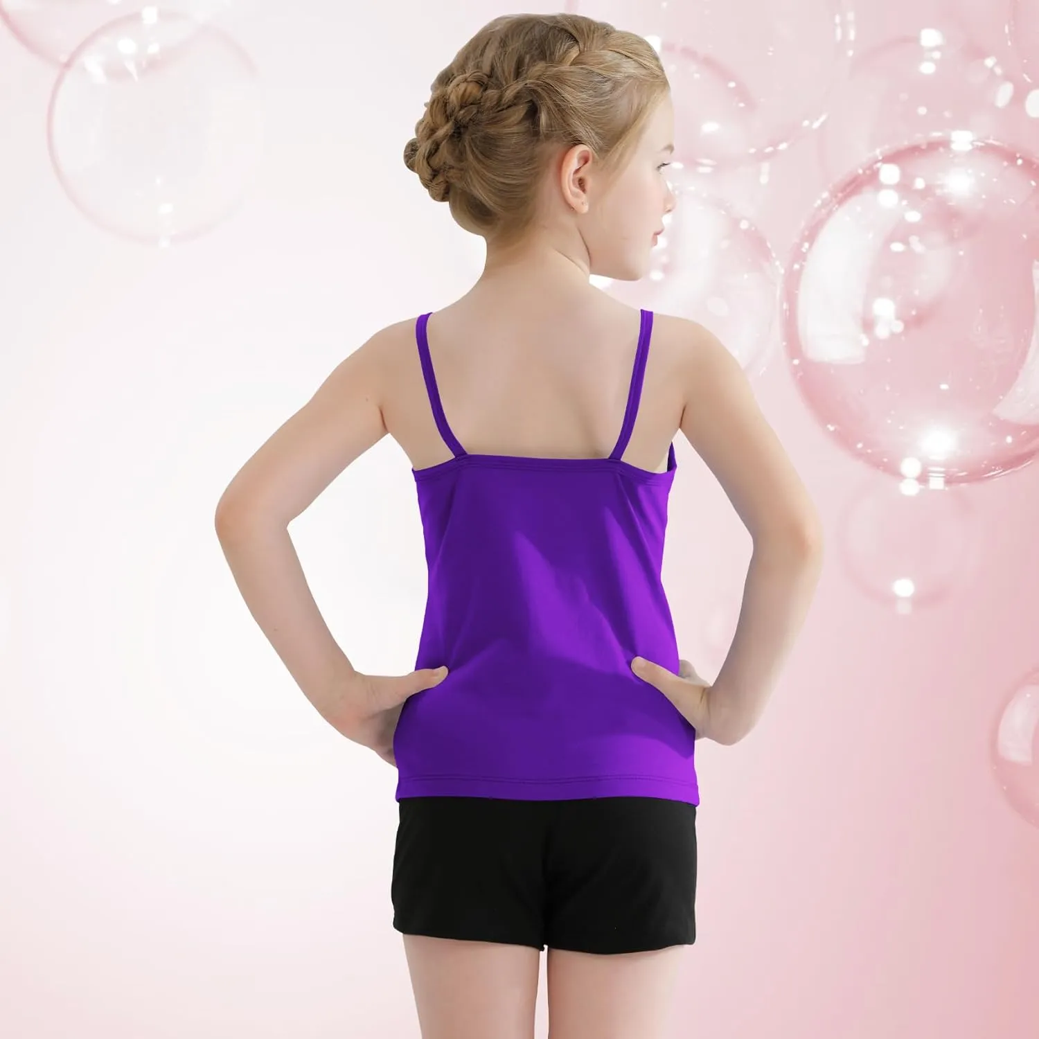 QBK 2T-12Years Girls Camisole Tank Tops Cotton Tagless Cami Sleeveless Spaghetti Undershirts for Gymnastics Dancewear