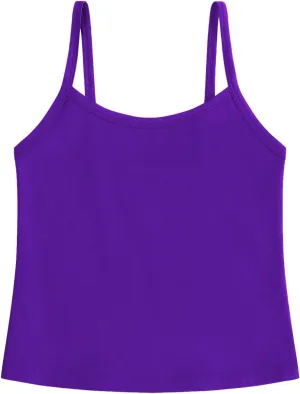 QBK 2T-12Years Girls Camisole Tank Tops Cotton Tagless Cami Sleeveless Spaghetti Undershirts for Gymnastics Dancewear