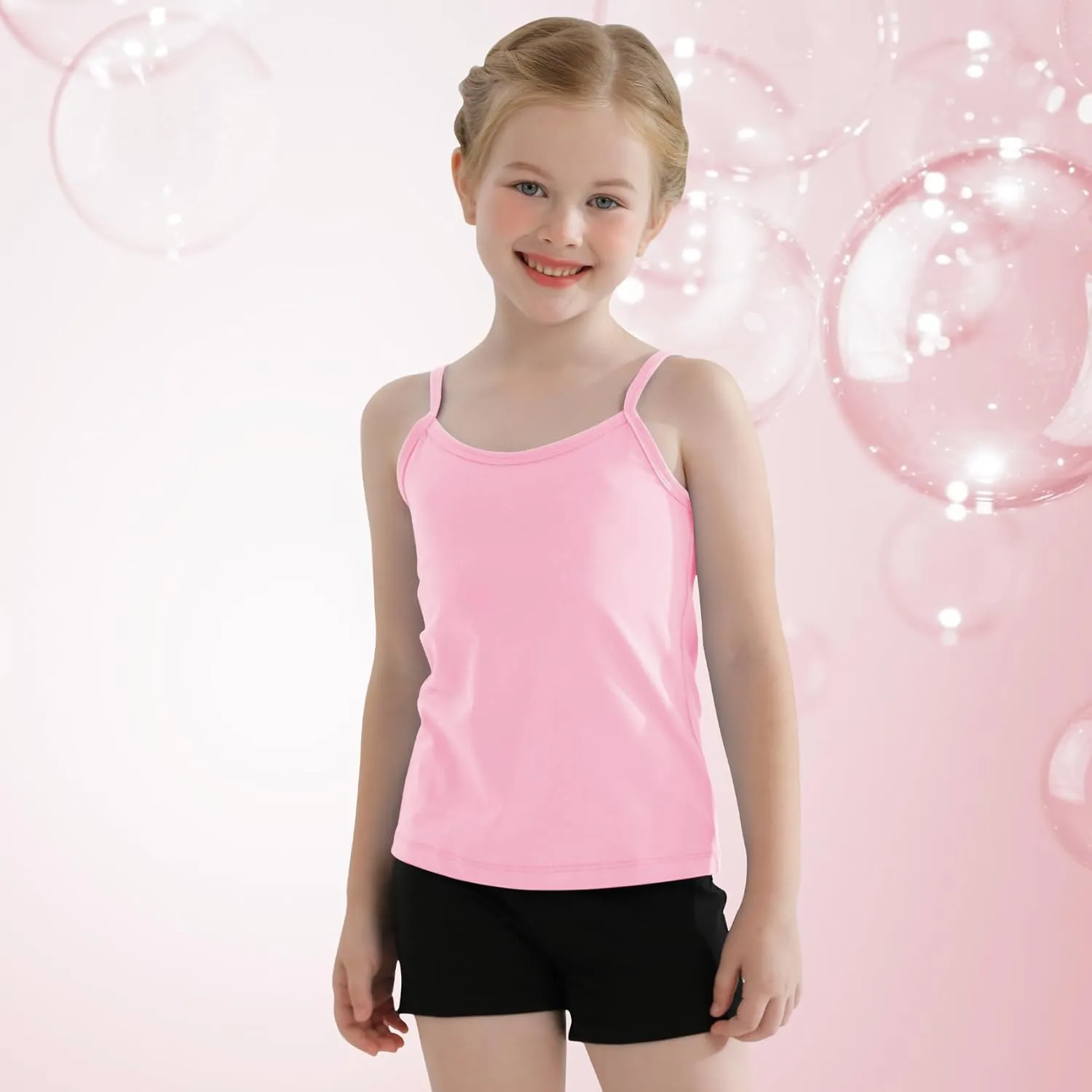 QBK 2T-12Years Girls Camisole Tank Tops Cotton Tagless Cami Sleeveless Spaghetti Undershirts for Gymnastics Dancewear