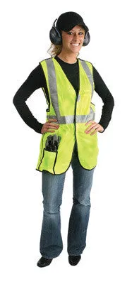 Radnor 2X Yellow Lightweight Polyester Class 2 Break-Away Vest With Front Hook And Loop Closure, 2" 3M Scotchlite Reflective Tape Striping And 2 Pockets