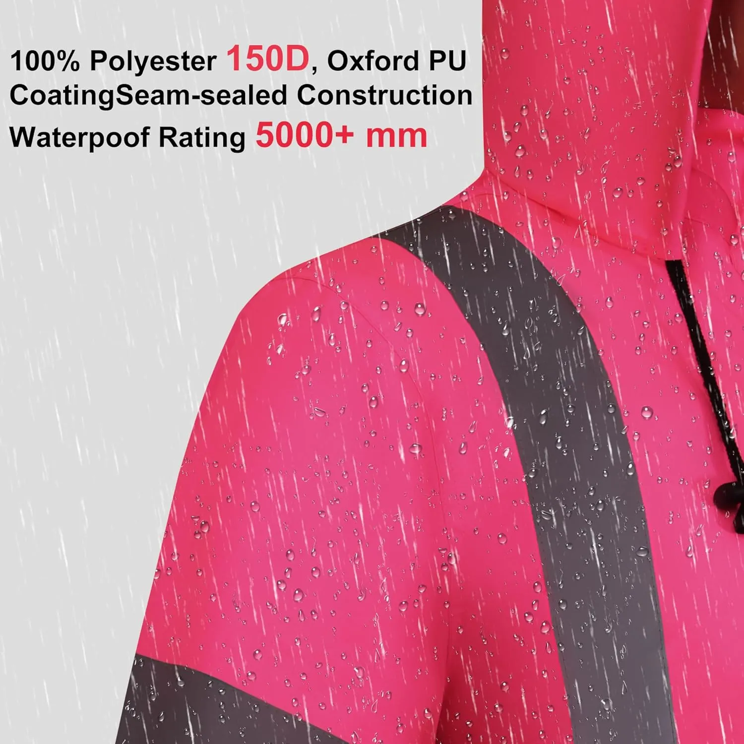 Raincoat Safety Work for Men Waterproof with Black Bottom, Rain Coats Interior Mesh High Visibility Rain Gear
