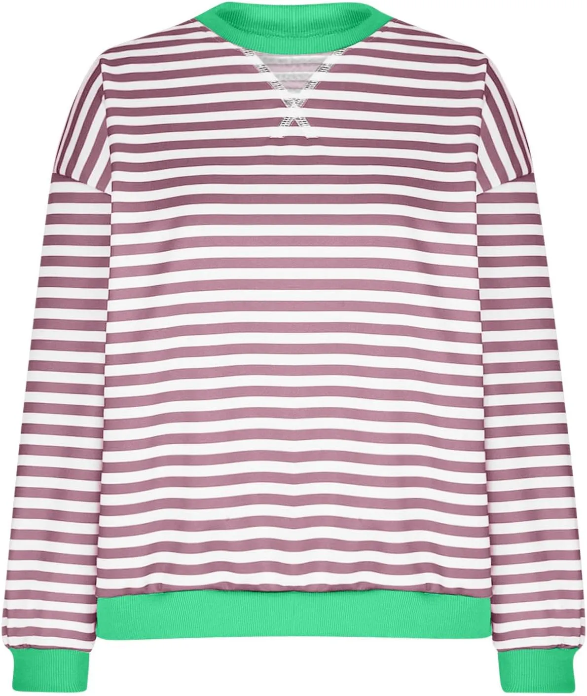 Ruziyoog Women Striped Oversized Sweatshirt Color Block Long Sleeve Crew Neck Shirts Casual Loose Pullover Y2K Top