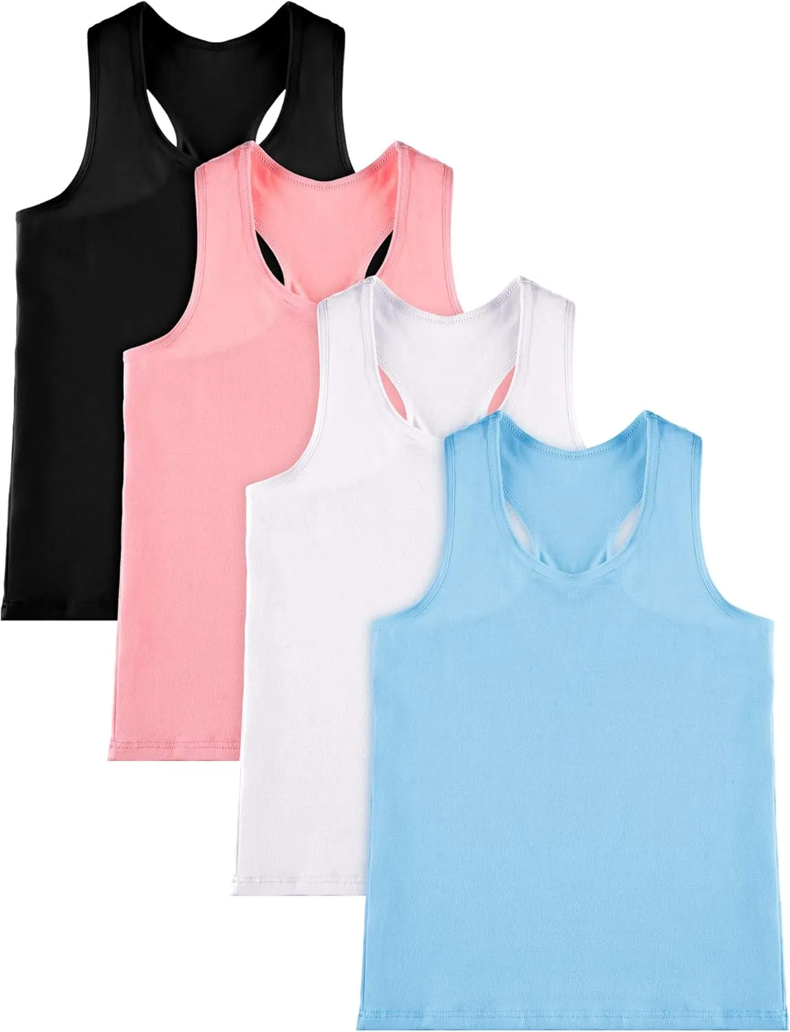 SATINIOR 4 Pieces Girls Dance Tank Tops Racerback Crop Tops Sleeveless Dance Clothes for Girls Gymnastics