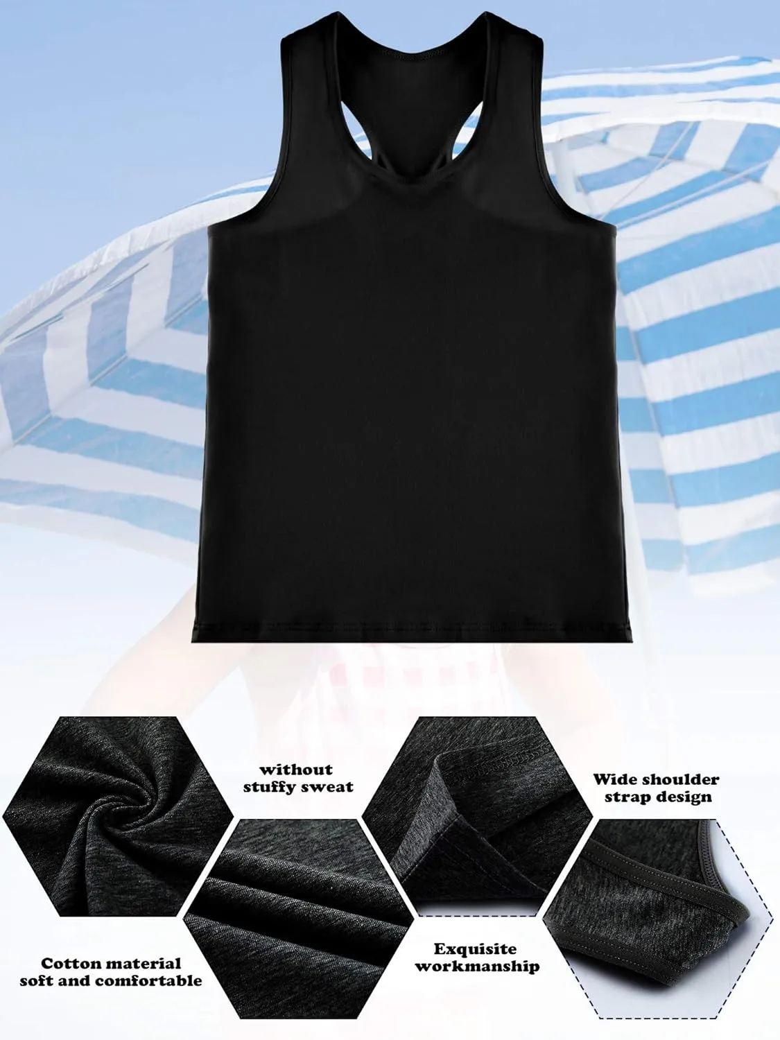 SATINIOR 4 Pieces Girls Dance Tank Tops Racerback Crop Tops Sleeveless Dance Clothes for Girls Gymnastics