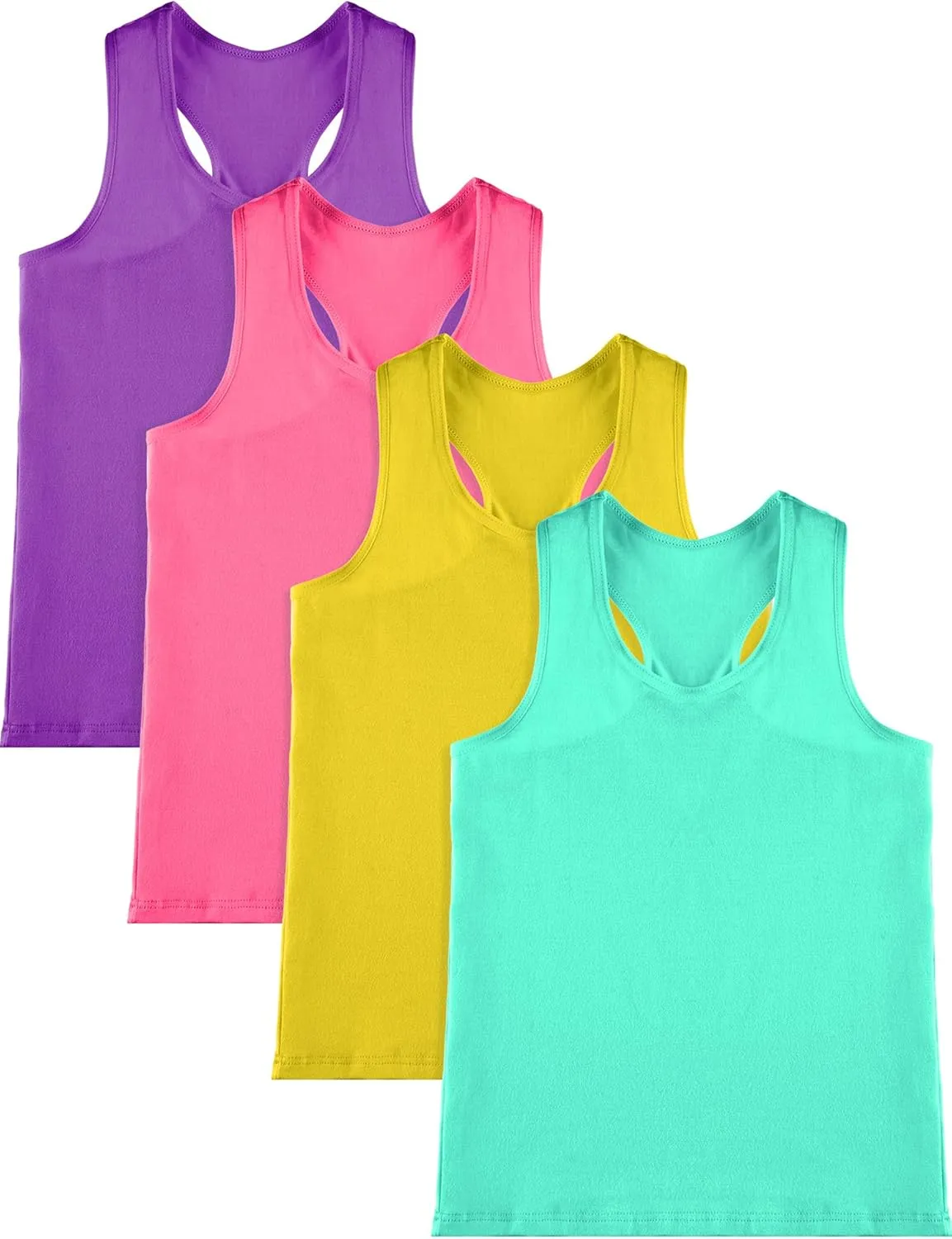SATINIOR 4 Pieces Girls Dance Tank Tops Racerback Crop Tops Sleeveless Dance Clothes for Girls Gymnastics
