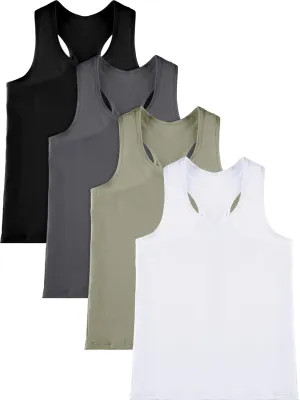 SATINIOR 4 Pieces Girls Dance Tank Tops Racerback Crop Tops Sleeveless Dance Clothes for Girls Gymnastics