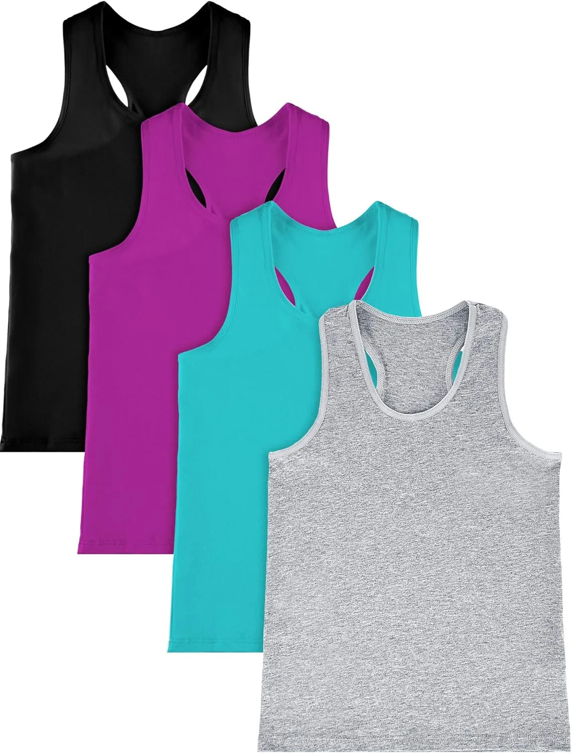 SATINIOR 4 Pieces Girls Dance Tank Tops Racerback Crop Tops Sleeveless Dance Clothes for Girls Gymnastics