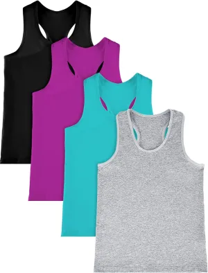 SATINIOR 4 Pieces Girls Dance Tank Tops Racerback Crop Tops Sleeveless Dance Clothes for Girls Gymnastics