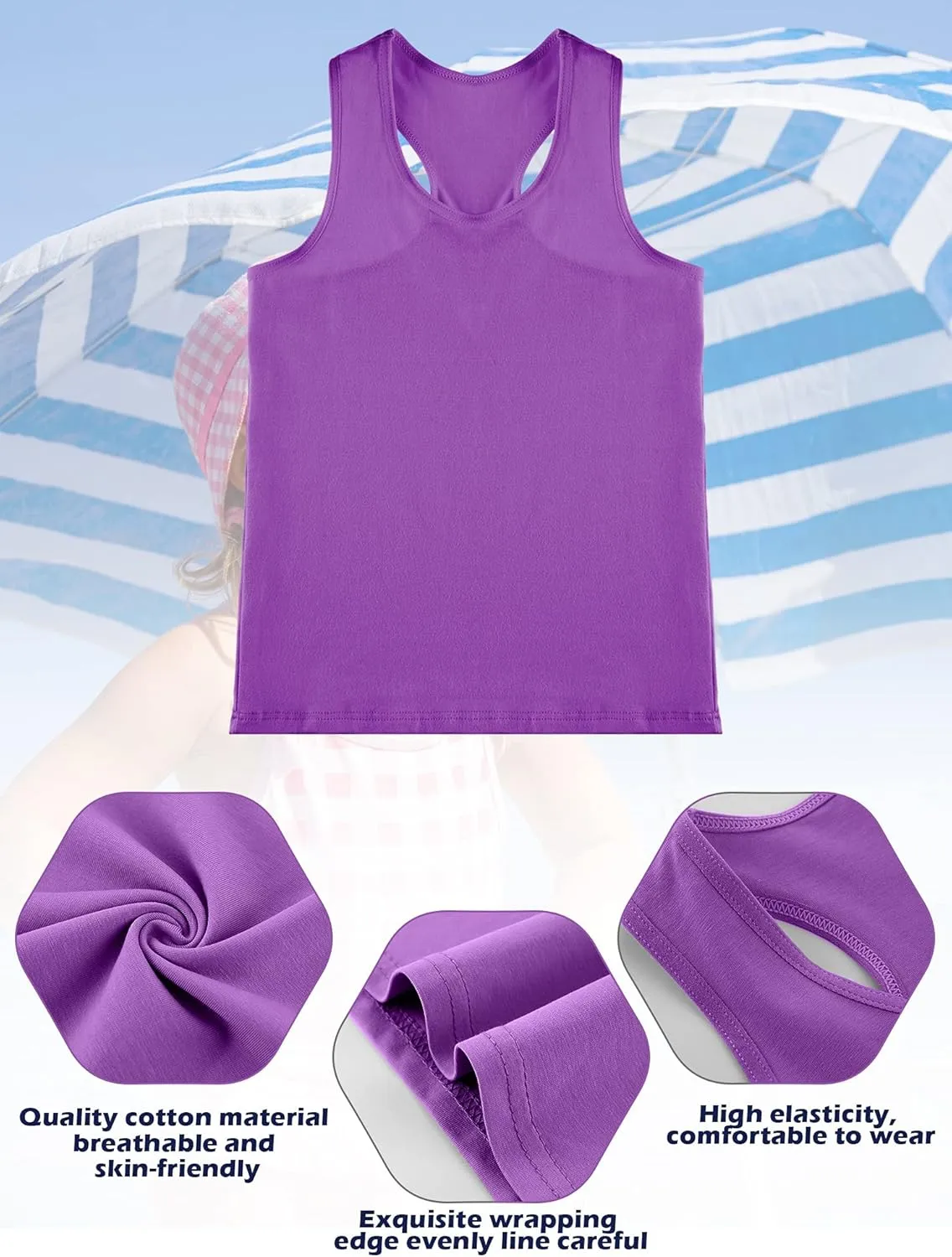 SATINIOR 4 Pieces Girls Dance Tank Tops Racerback Crop Tops Sleeveless Dance Clothes for Girls Gymnastics