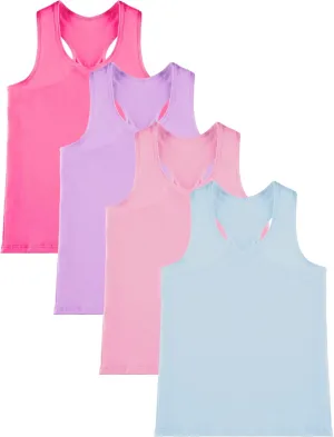 SATINIOR 4 Pieces Girls Dance Tank Tops Racerback Crop Tops Sleeveless Dance Clothes for Girls Gymnastics