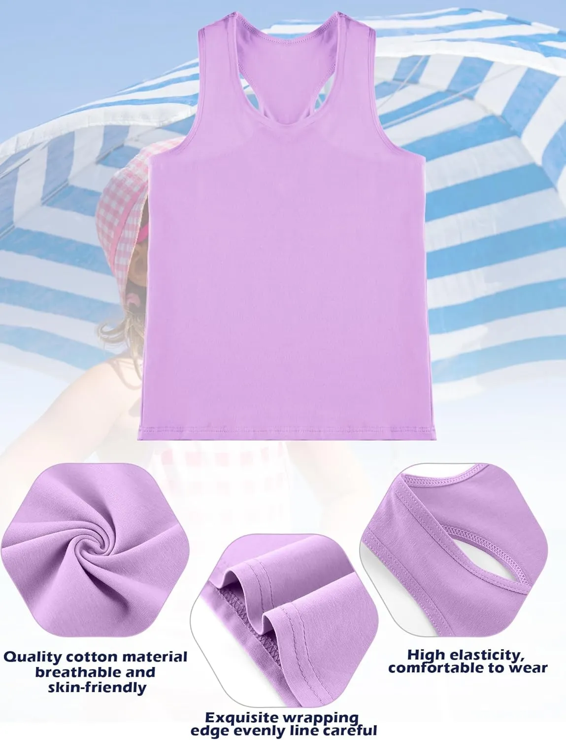 SATINIOR 4 Pieces Girls Dance Tank Tops Racerback Crop Tops Sleeveless Dance Clothes for Girls Gymnastics