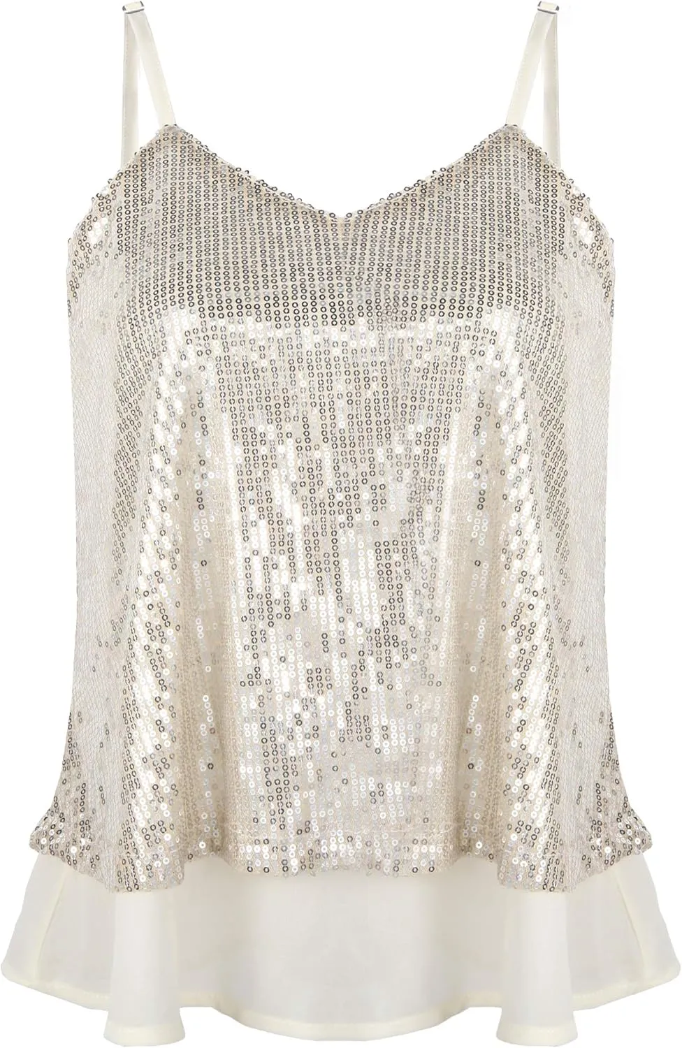 SATINIOR Christmas Women Sequin Tank Tops Sparkly Sequin Camisole Tops Glitter Sequined Vest Christmas Party
