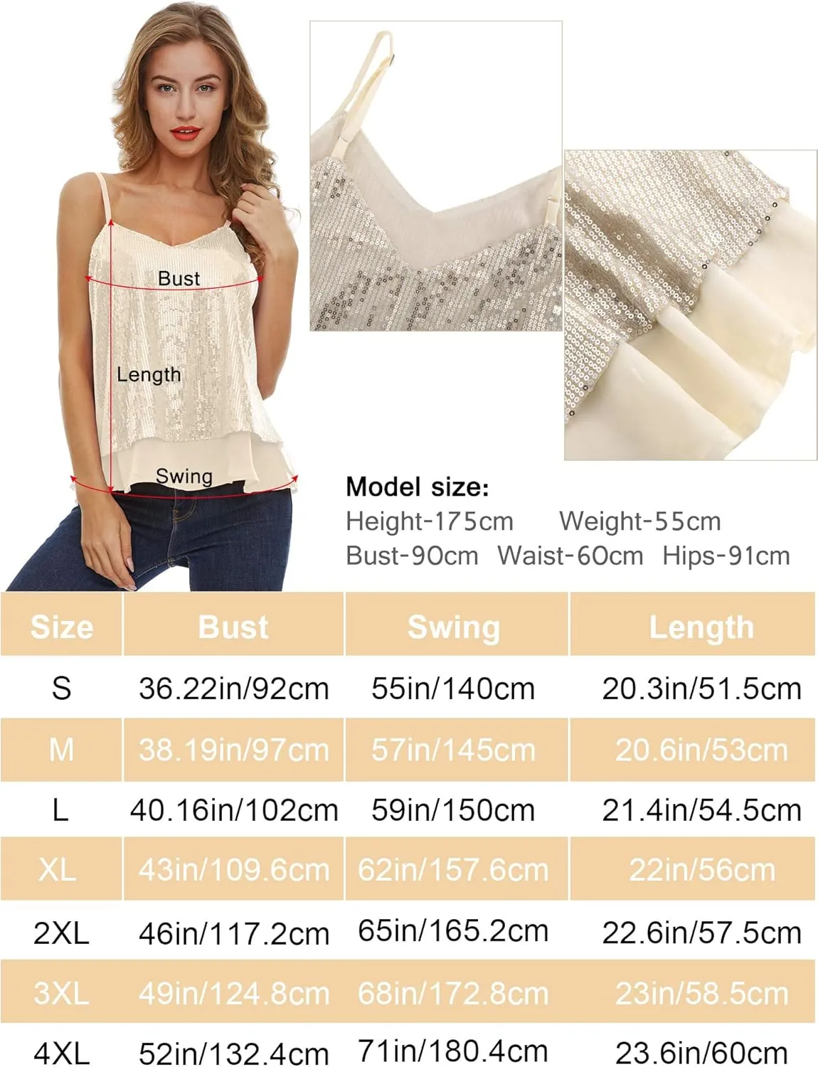SATINIOR Christmas Women Sequin Tank Tops Sparkly Sequin Camisole Tops Glitter Sequined Vest Christmas Party