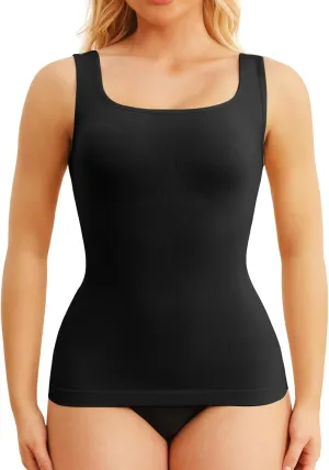 Shapewear Tops for Women Tummy Control Square Neck Body Shaper Belly Compression Slim Tank Top Camisole