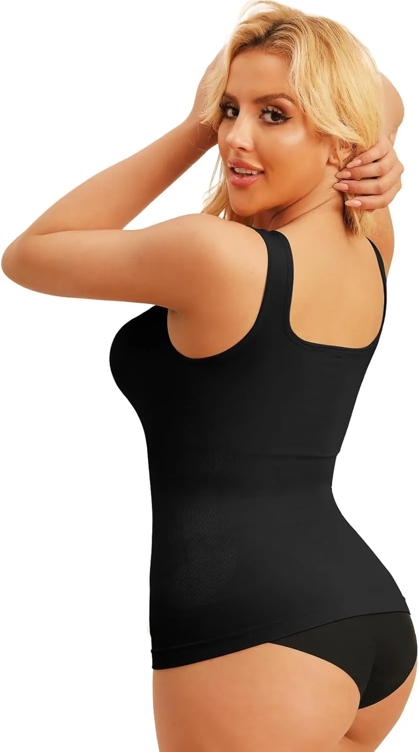 Shapewear Tops for Women Tummy Control Square Neck Body Shaper Belly Compression Slim Tank Top Camisole