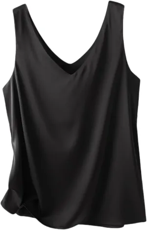 Silk Camisole Top Women's V-Neck Sleeveless Blouse,Loose Fit Casual Beach Vacation Outfits Shirt,S-3XL