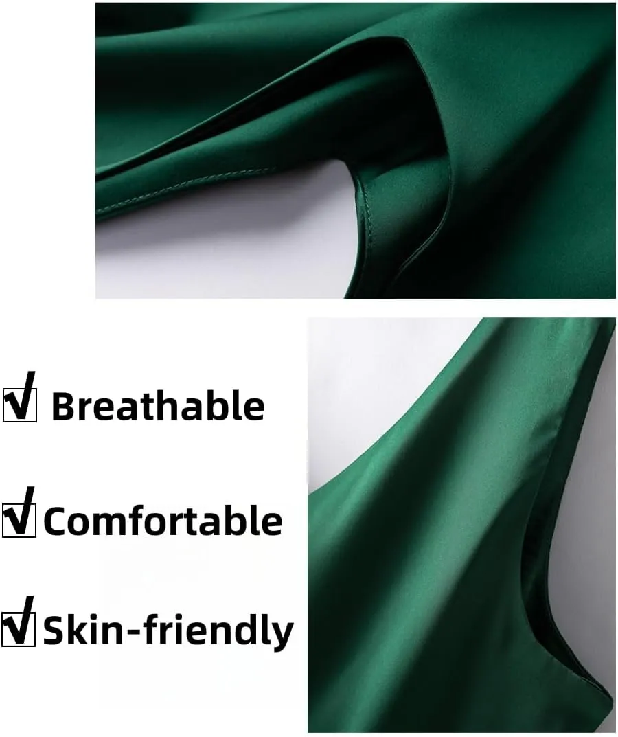Silk Camisole Top Women's V-Neck Sleeveless Blouse,Loose Fit Casual Beach Vacation Outfits Shirt,S-3XL